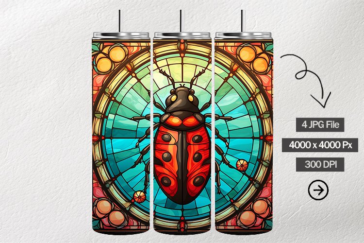 Ladybug Stained Glass Square Coaster - 04 Variations example image 1