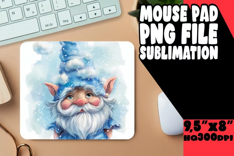 Cozy Cottage: Watercolor Gnome Mouse Pad Design Sublimation