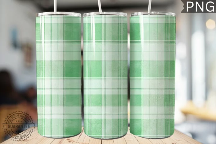 Green Plaid Tumbler Wrap - High Quality 300 Dpi