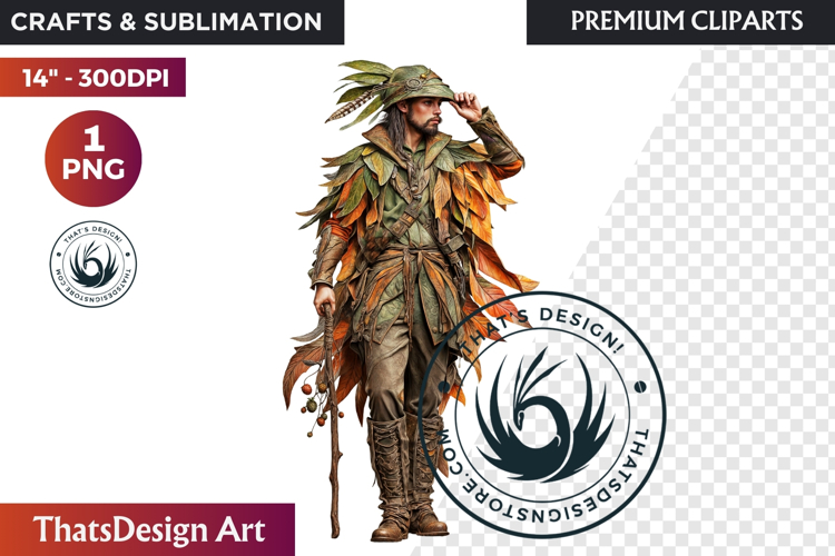 Fantasy Autumn Guardian - Epic Fall Character Clipart PNG