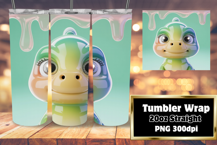 CHIC 20oz Tumbler Template for DIY , Cute Dino