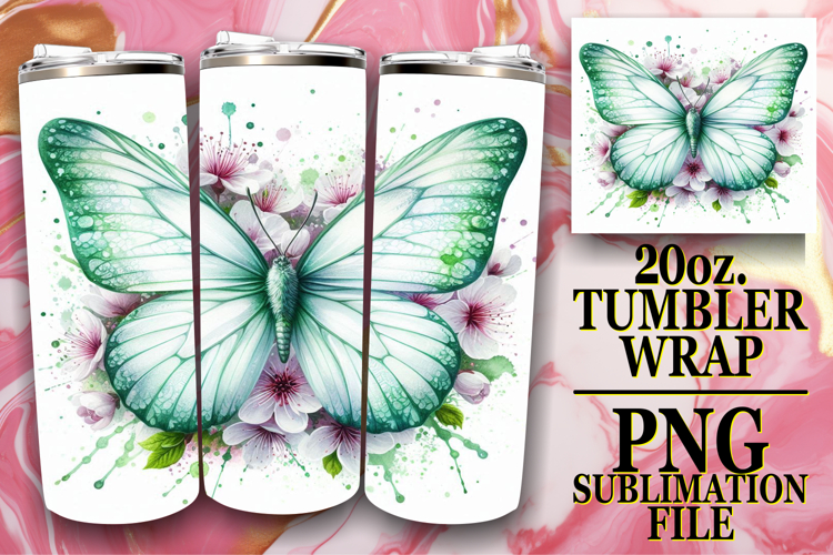 WHIMSICAL SUBLIMATION 20oz TUMBLER WRAP, Butterfly