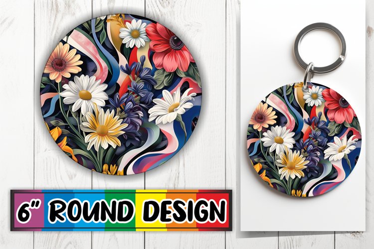Botanical Bloom Keychain Sublimation Design