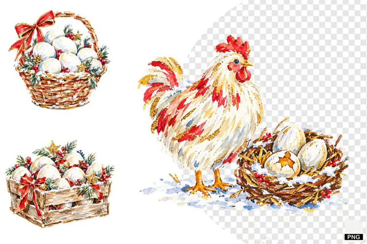 Christmas Chicken Coop Clipart