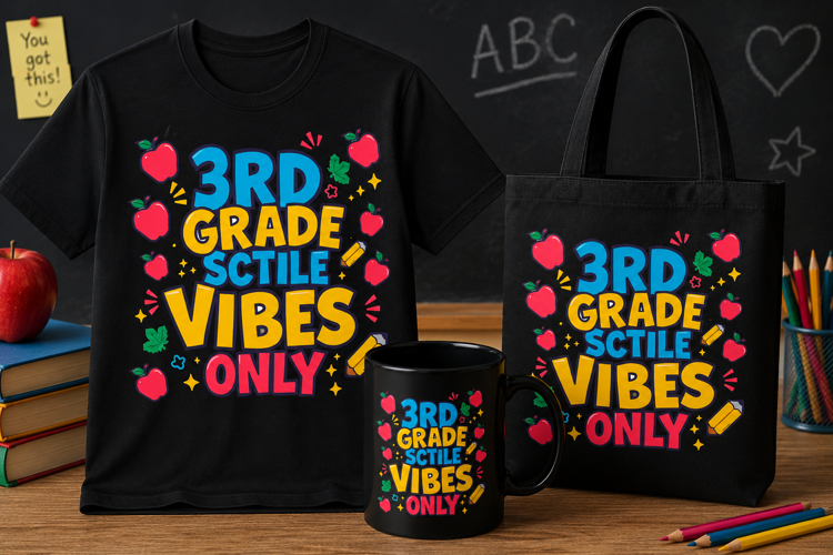 3rd Grade School Vibes PNG, Colorful Teacher Design