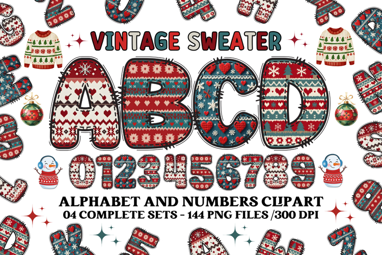 Christmas Alphabet png clipart, christmas doodle letters