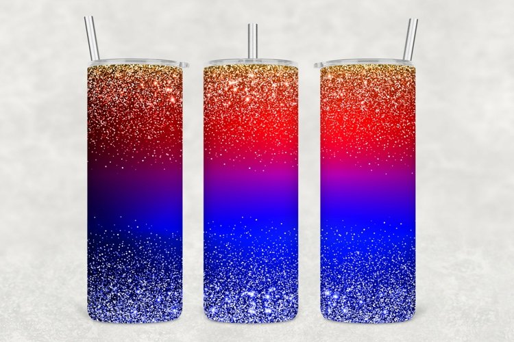 Blue Red Sparkle Glitter Tumbler Wrap Sublimation