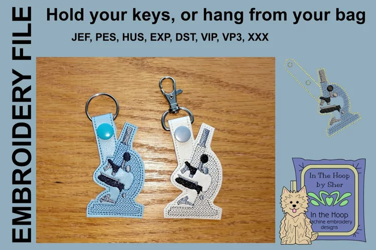 ITH Microscope Key Fob - Embroidery Design