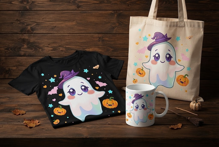 Kawaii Witch Ghost PNG | Cute Halloween Pumpkin Clipart
