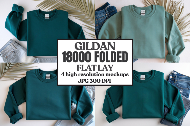 Gildan 18000 Sand Folded Flat Lay Mockups