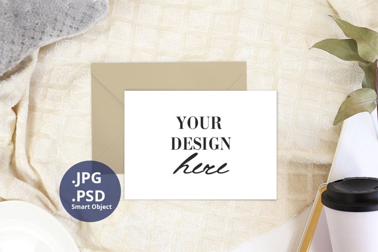 Horizontal Card Neutral Mockup PSD, Neutral Background example image 1