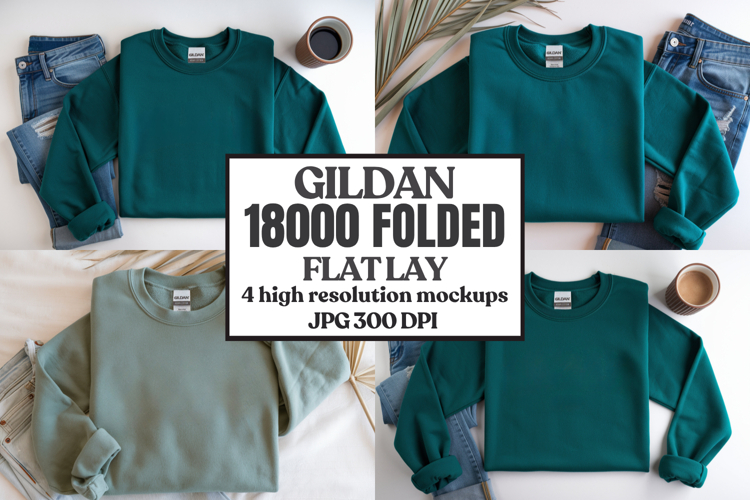 Gildan 18000 Sand Folded Flat Lay Mockups