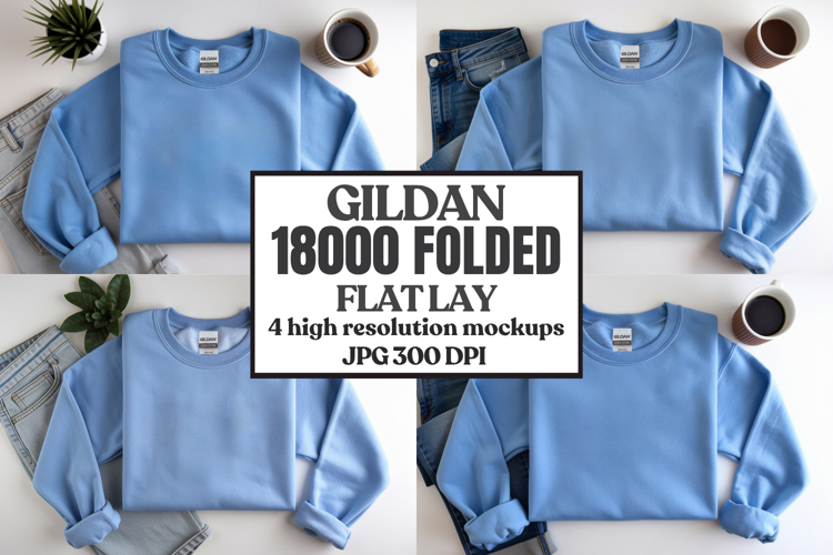 Gildan 18000 Sand Folded Flat Lay Mockups