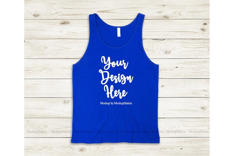 Bella Canvas 3480 True Royal Blue Tank Top Mockup Flat Lay example image 1