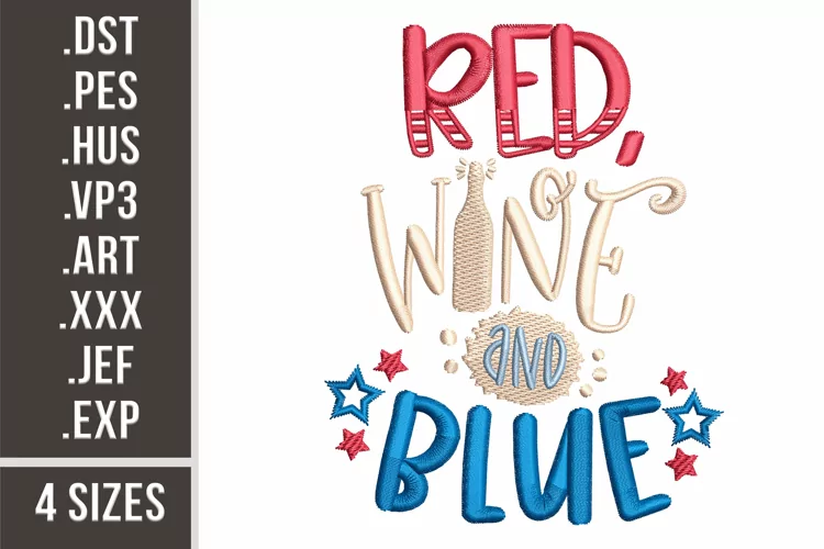 Red Wine and Blue | Embroidery Design