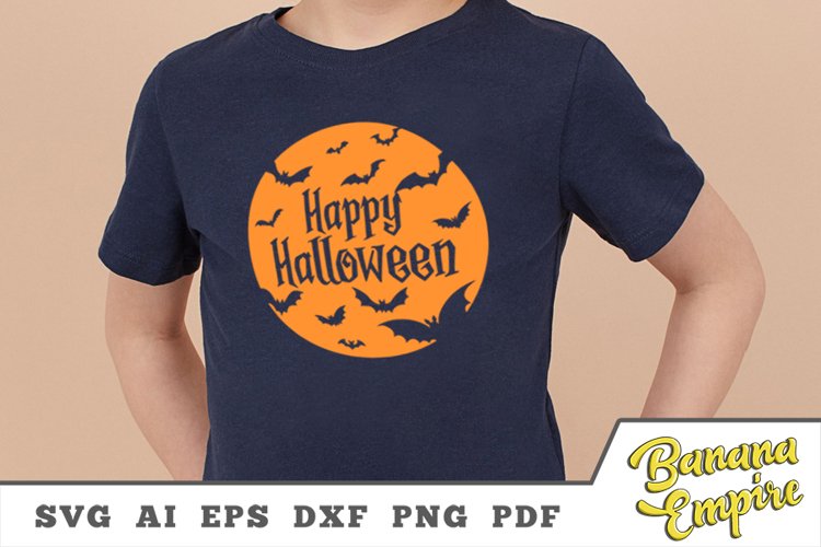 Happy Halloween Svg, halloween bat svg, Halloween shirt svg example image 1