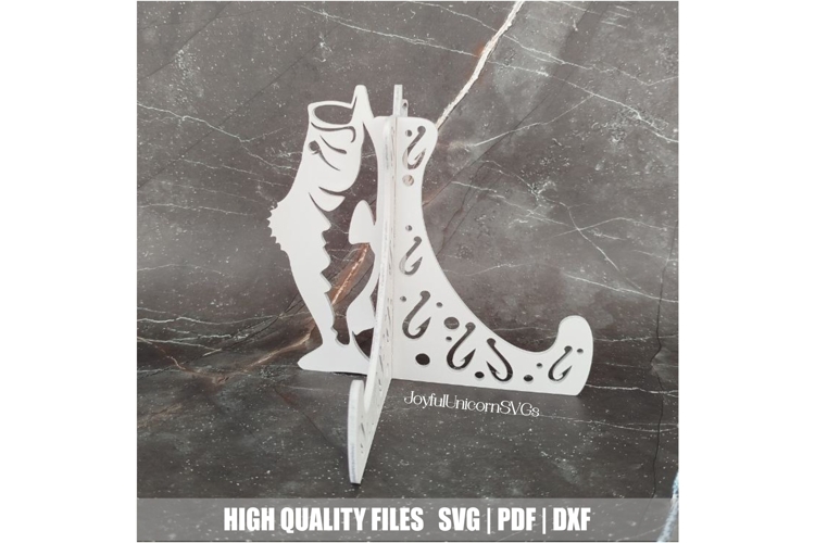 Laser Cut Bass Fish Easel Stand SVG | Fathers Day Gift SVG