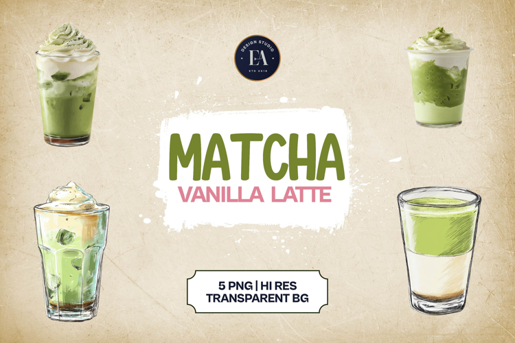 Vanilla Matcha Latte Clipart 5PNG