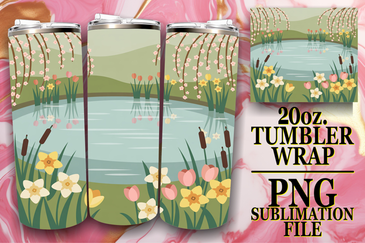 Happy Vibes 20oz tumbler wrap, Spring