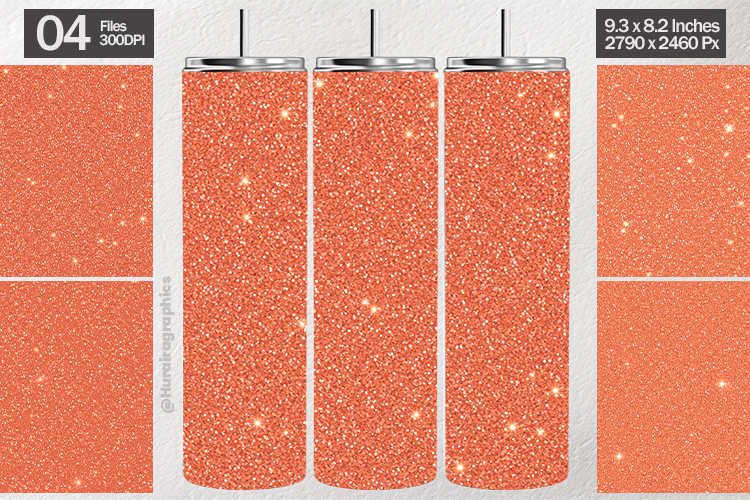 Peach Glitter Tumbler Wrap| Tumbler Sublimation