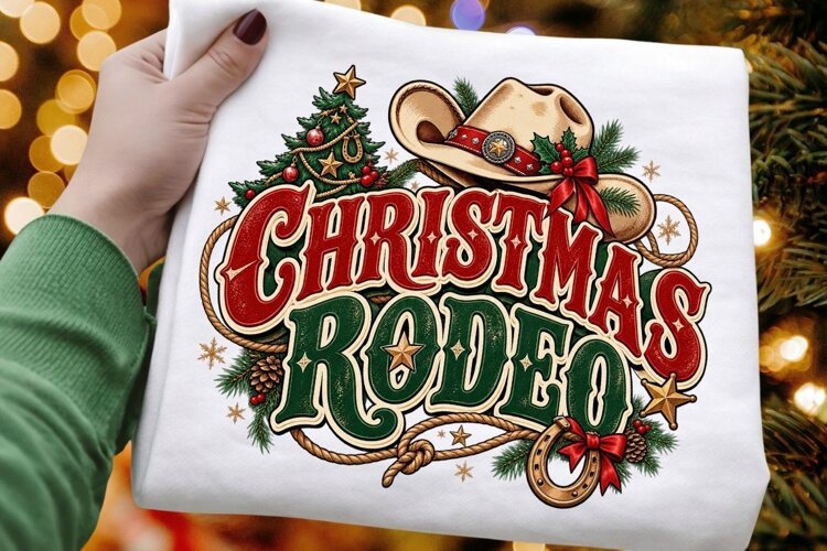 Western Christmas Rodeo Design, Cowboy Holiday Graphic example image 1