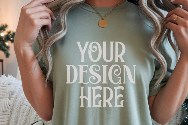 Moss Comfort Colors 1717 Christmas Mockup, CC 1717