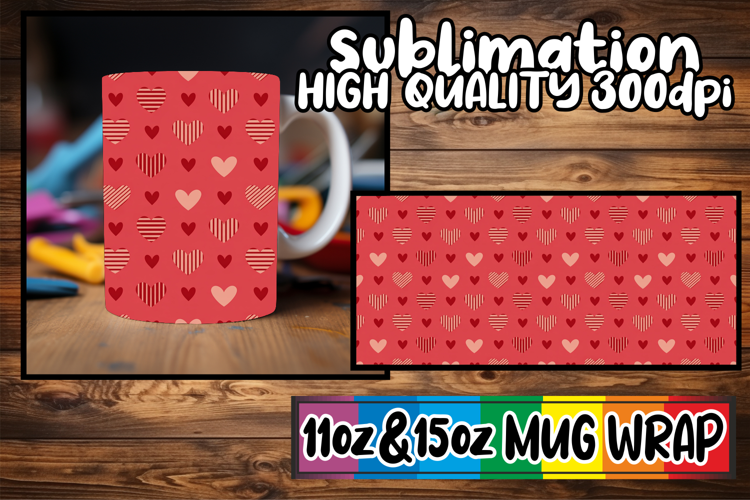 Cheerful smiles 11oz 15oz sublimation wrap, Valentine's Patt