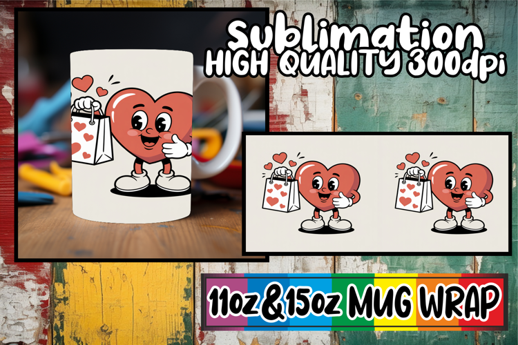 Unique memories 11oz 15oz sublimation wrap, Valenines Heart