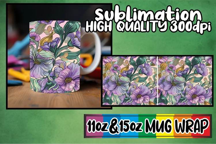 Abstract Spring Leaves Mug Wrap Sublimation 11oz 15oz