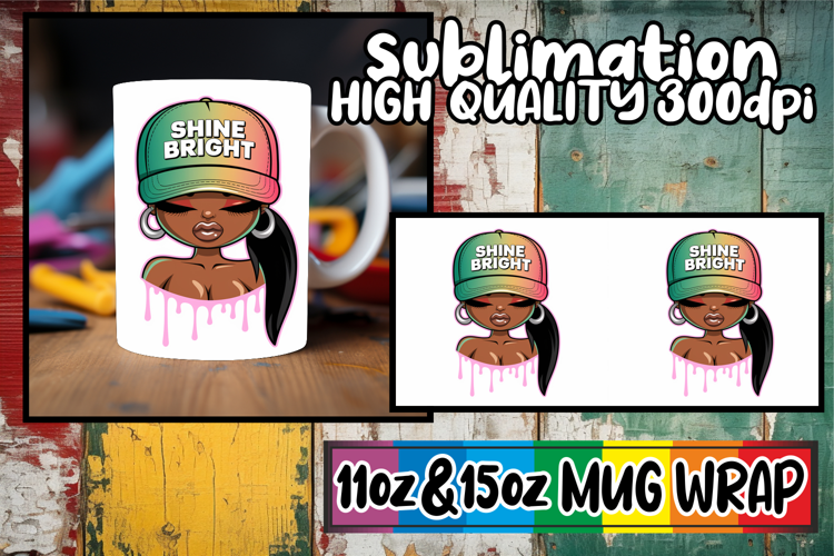 Gentle smiles 11oz 15oz sublimation wrap, Black Woman