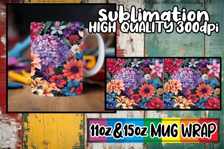 Colorful Blossom Wonderland Mug Design 11oz/15oz example image 1