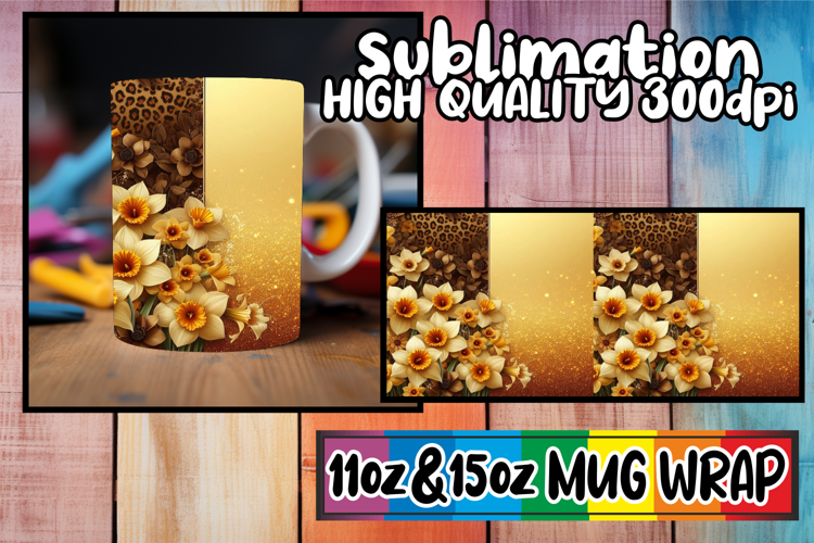 Radiant moments sublimation 11oz 15oz mug wrap, Leopard Prin