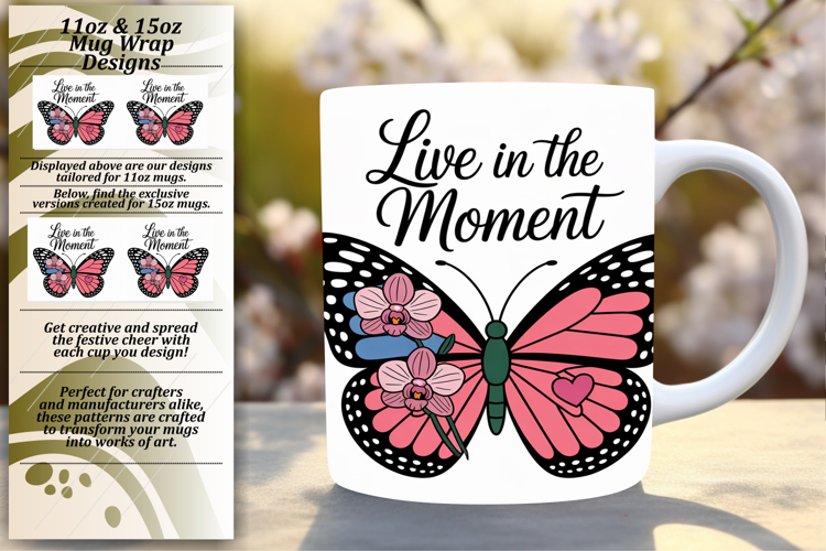Gift 15oz Mug Wrap Png Design , Butterfly