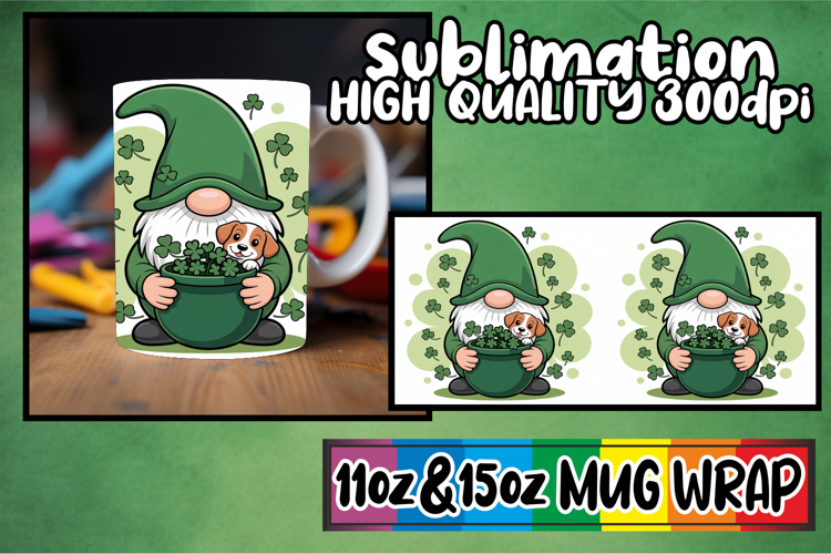 Joyful hearts 11oz 15oz sublimation wrap, St Patricks example image 1