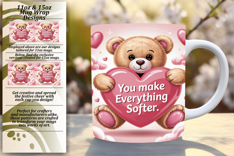 Charming 15oz Mug Wrap Png Template , Valentines Day