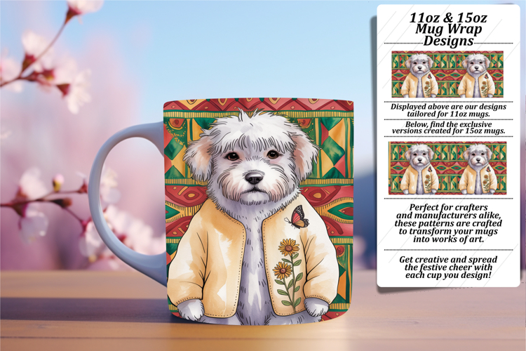 Radiant 11oz Mug Wrap Png Artwork , Cute Dog