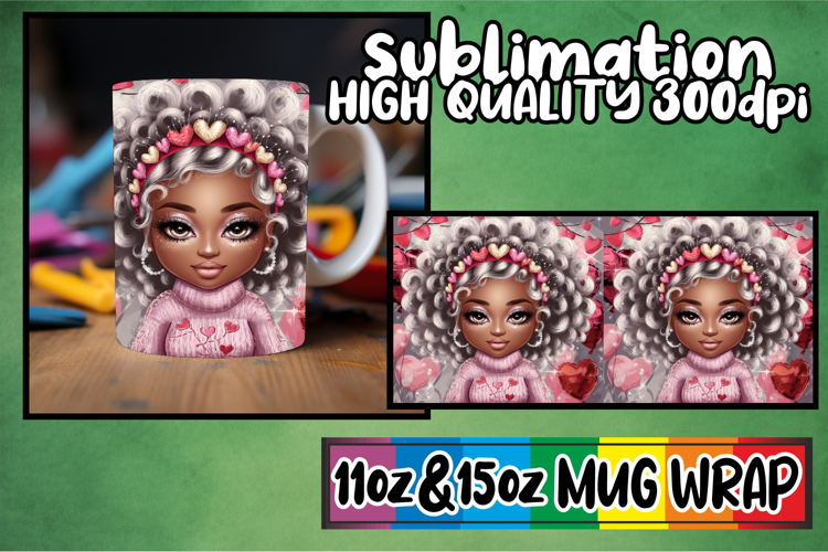 Wonderful morning sublimation 11oz 15oz mug wrap, Afro Girl