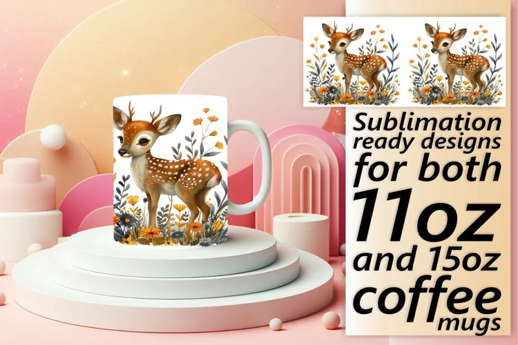 Spring Watercolor Deer Mug Wrap Sublimation