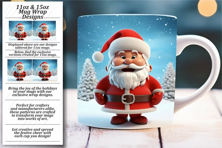 Cheerful Xmas Sips: Vibrant Sublimation Mug Wrap