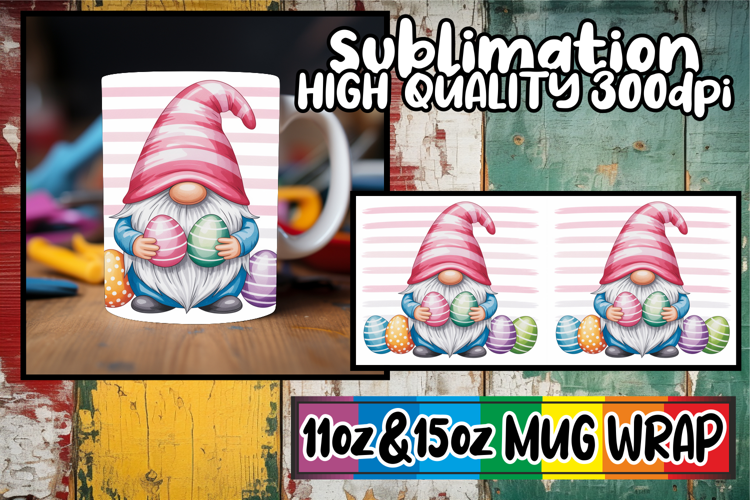 Cozy thoughts 11oz 15oz sublimation wrap, Easter Gnomes