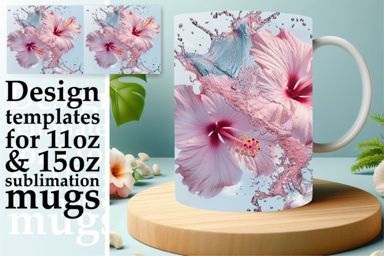 Tranquil Blooms: Floral Water Design Mug Wrap 11oz