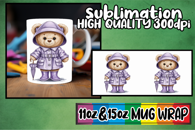 Sweet nostalgia 11oz 15oz mug wrap, Teddy Bear example image 1