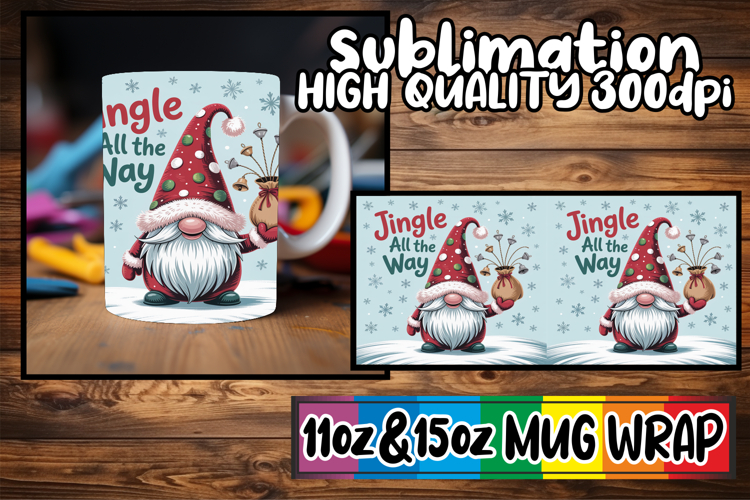 Radiant hearts 11oz 15oz sublimation wrap, Holiday Gnome