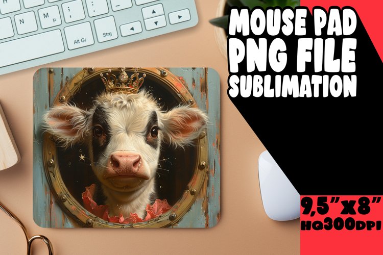 Funny Farm Cow Mouse Pad Design PNG