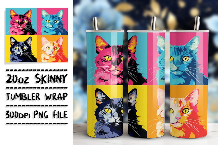 Smiling Cat Illustration Tumbler Wrap