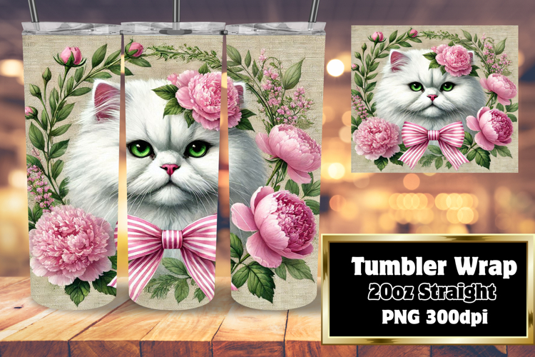 BEAUTIFUL PNG for 20oz Tumbler , Cute Cat