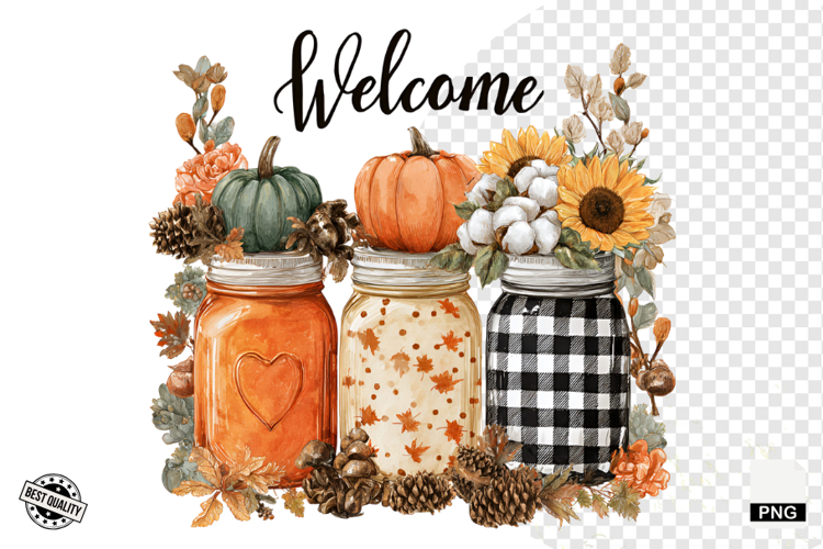 Fall Masons Jars Clipart