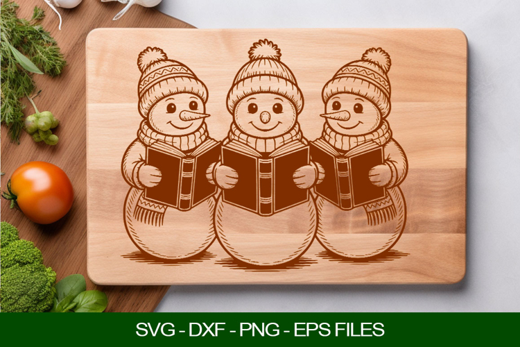 Snowman Trio Cutting Board Laser Cutting File SVG