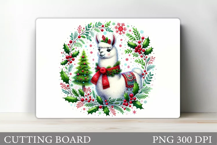 Christmas Lama Cutting Board. Christmas Cutting Board