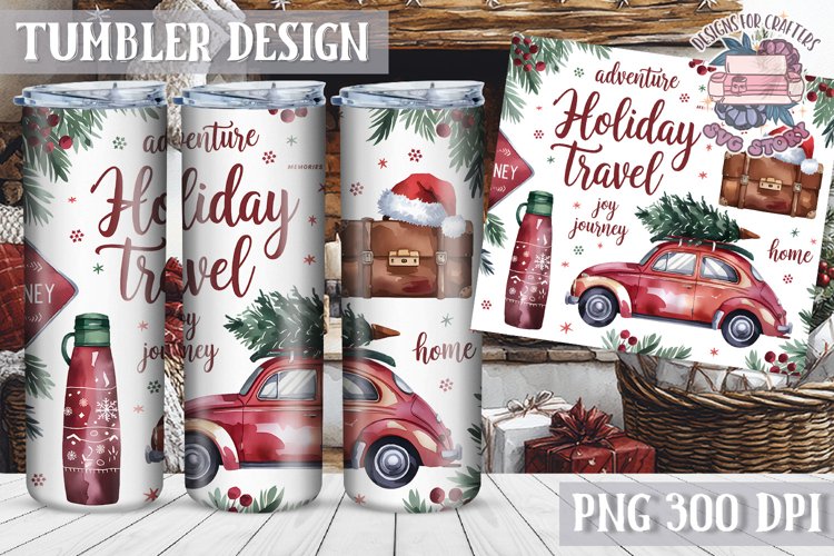Sublimation Tumbler WRAP Christmas Design Quote Watercolor